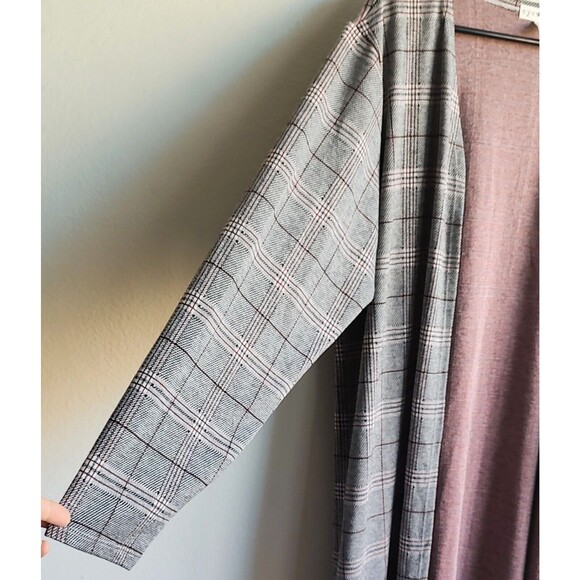 Eye Candy Long Cardigan Duster Open Front Black Red Check 3X Long Sleeve - Picture 4 of 10